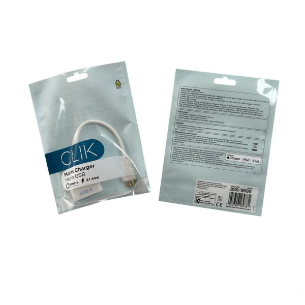 Bolsa de plástico transparente e brilhante para caixa de telefone celular e embalagem de cabos USB