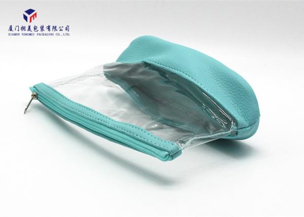 Bath Set Leather Cosmetic Bag Super Clear PVC Body Top Zipper 19.5X6.5X12.5cm