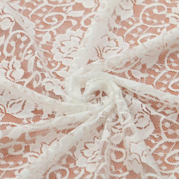 Garment Accessories Diy  Stretch  French Lace Fabric Black / Ivory Color