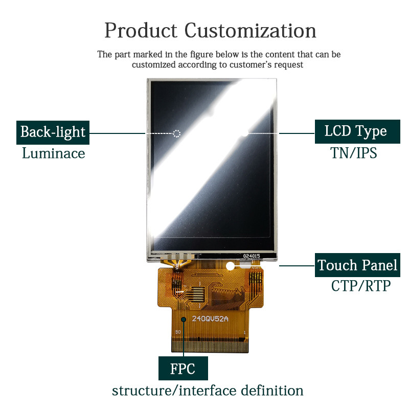 2.4in RTP QVGA IPS Резистивный сенсорный экран 240x320 FPC Lcd Spi Модуль