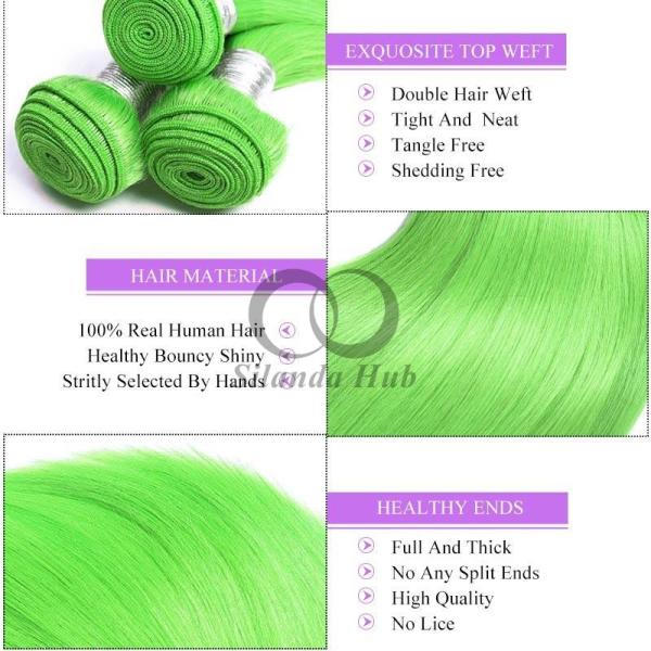 Green Straight Remy Human Hair Bundles Sew In Weave Bundles Brazilian Bundle Deals