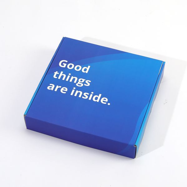 Logotipo personalizado de tres capas endurecido reciclable azul corrugado caja de correo de suscripción cajas