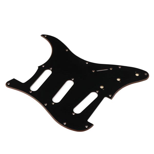 3Ply 11 Hole SSS Electric Guitar Pickguard Black Scratch Plate White Back Plate