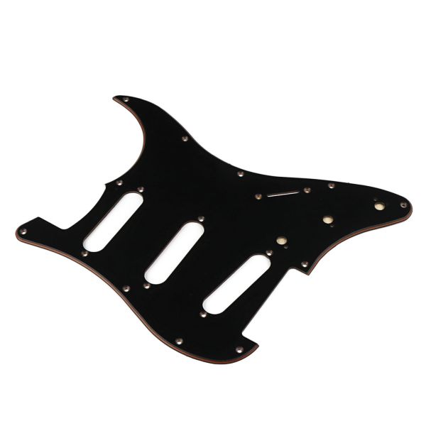 3Ply 11 Hole SSS Electric Guitar Pickguard Черный скретч пластинка Белая задняя пластинка