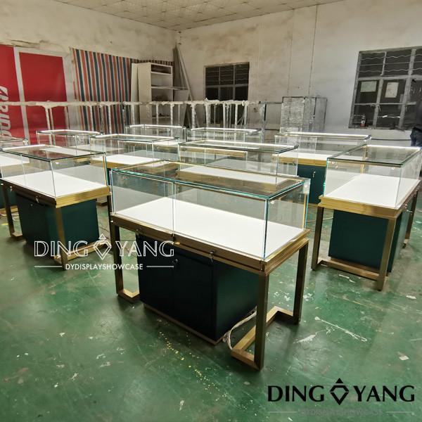 Green/Gold Color Combination for Our Showroom Display Cases Eye-Catching and Elegant