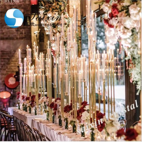 Venda quente porta-velas de ouro alto peças centrais para decoração de casamento