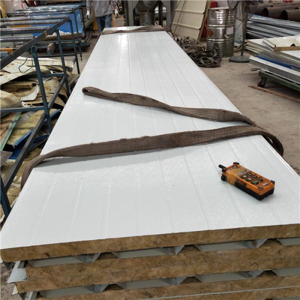 960mm diamond steel sheet rock wool sandwich roof panel with 0.376mm