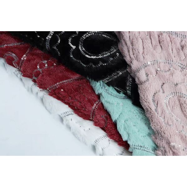 Recycled Factory Direct Sale Customized Design Soft Polyester Embroidery Korean Velvet Sequin Fabric for Women's Clothing Dress