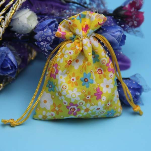 Recyclable 10*12cm Cotton Canvas Calico Bag With Drawstring