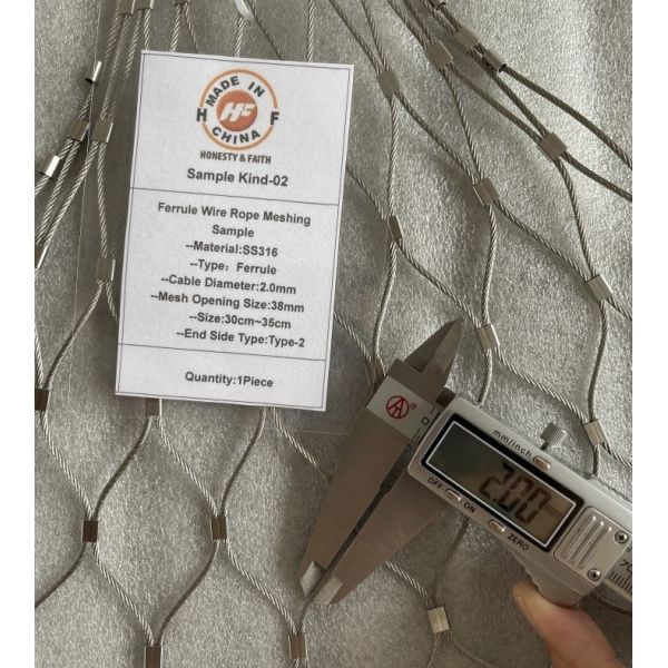 38m*38mm Hole Size 2.0mm Wire Diameter Flexible Wire Stainless Steel Cable Mesh For Zoo Animal