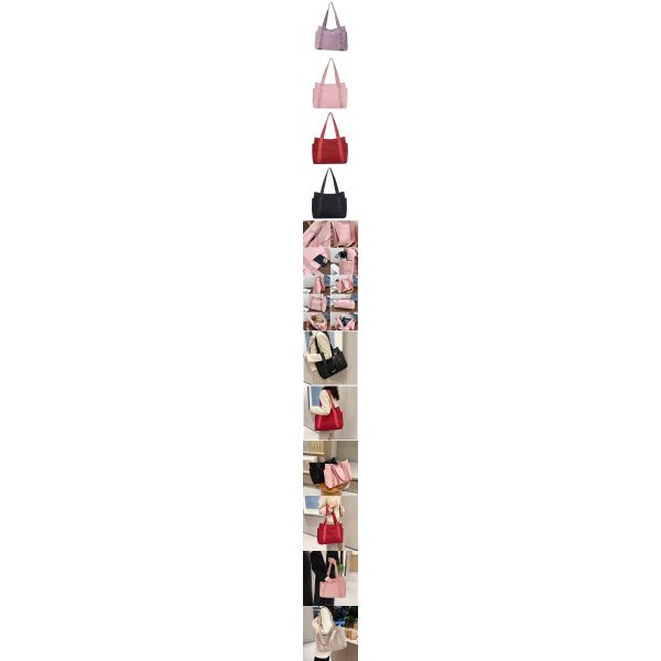 Women's Bag Japanese-Style Solid Color Tote Bag Large Capacity Shoulder Bag Casual Minimalist Mom Bag Canvas Fabric Handbag