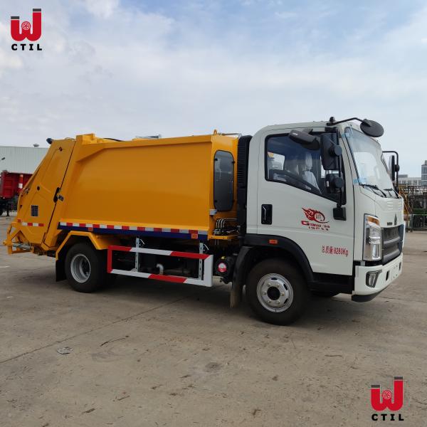 Yellow 4X2 Compactor Garbage Truck 12m3 Refuse Compactor Vehicle