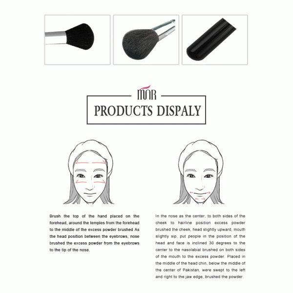 Wooden Handle Copper Ferrule Essential Makeup Brushes Black Goat Hair