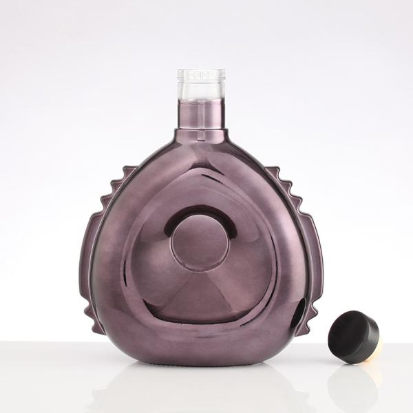 750 ml bouteille en verre vide en or électroplaqué pour les spiritueux Vodka Gin Champagne Liquore