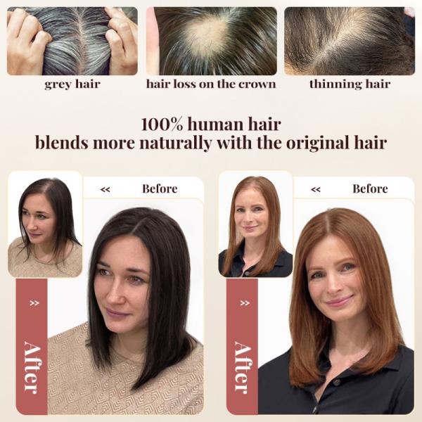 16 Inch Silk Base Hair Topper 5X5 Light Brown Ombre European Hair Wigs Topper Custom Remy 100% Human Hair Topper for Women