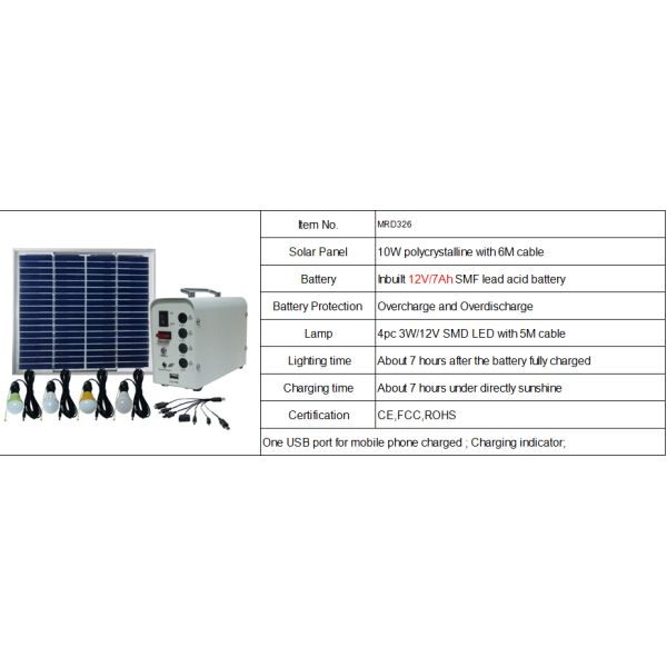 10W portable solar power lighting kits, mini solar DC system with CE
