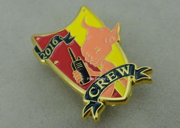 Gold Plating 3D Metal Soft Enamel Pin / Police Military Army Pin Badges