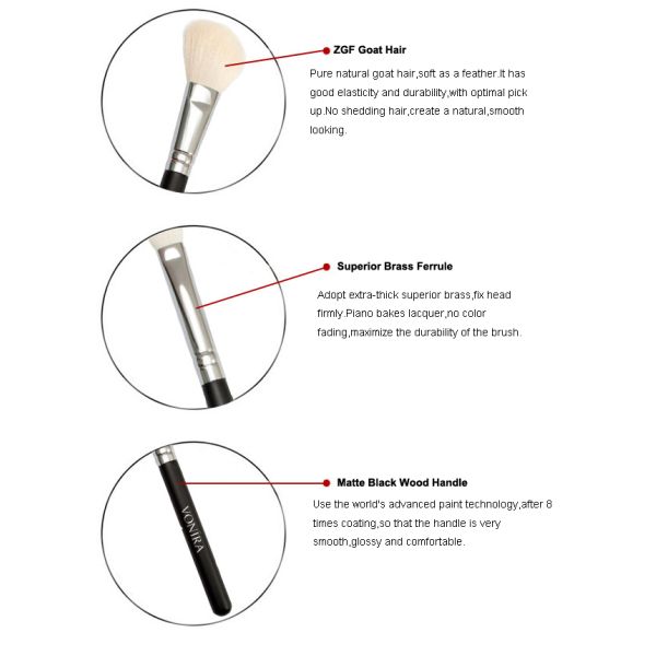 Ultra Soft Goat Hair Sheer Cheek Makeup Brush With Black Wood Handle