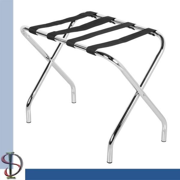 Folding Round Tube Luggage Rack / Hotel Chrome Luggage Rack / Heavy-duty Luggage Stand / Bedroom Luggage Stand