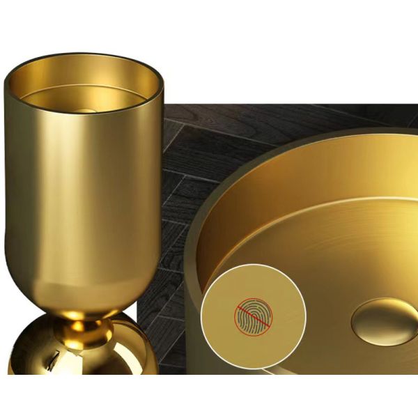 High Arc Free Standing Stainless Steel Pedestal Sink With PVD Nano Tech Coating