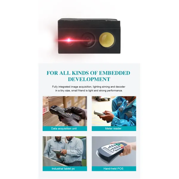 Small Embedded 2D QR Code Barcode Scanner Module with 1 Million Pixel CMOS Image Recognition and 65cm/s Scan Speed