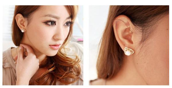 2018 Fashion American style lady party EarringsSilver Many Colors Round shape Pearl Color silver color stainess steel