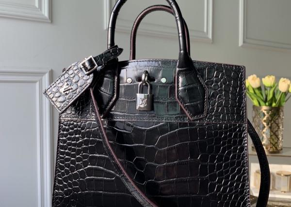 Luxury Cross Body 23cm Crocodile Skin Tote Bag Lock Decoration