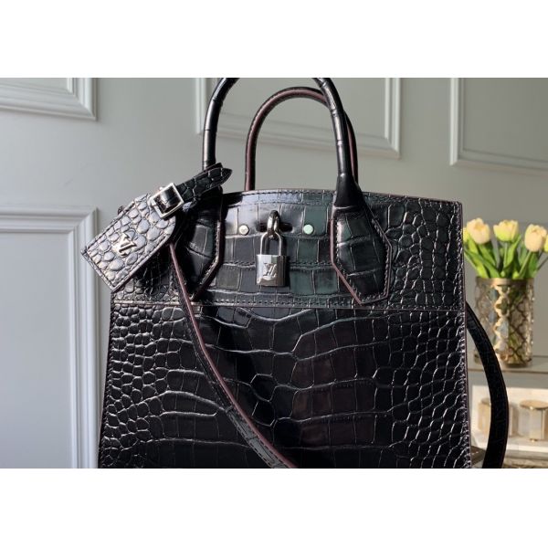 Luxury Cross Body 23cm Crocodile Skin Tote Bag Lock Decoration