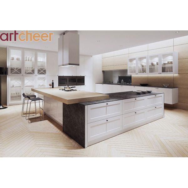 Solid Wood Unfinished RTA Shaker Door Kitchen Cabinets with 3 Years Guarantee Modular Kitchen Units