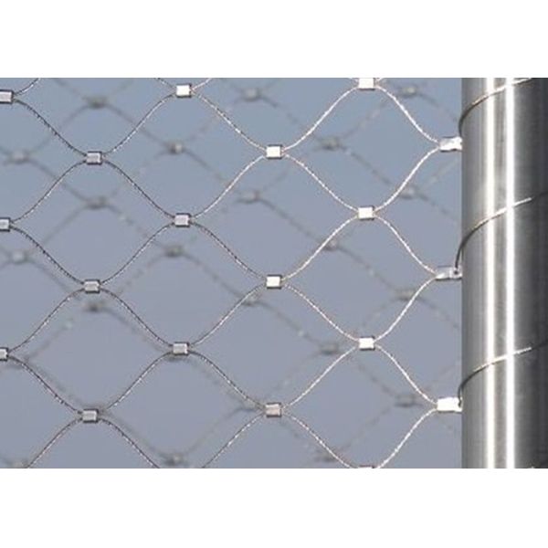 Ferruled Stainless Steel Wire Rope Mesh For Decoration AISI 316 Diamond Shape