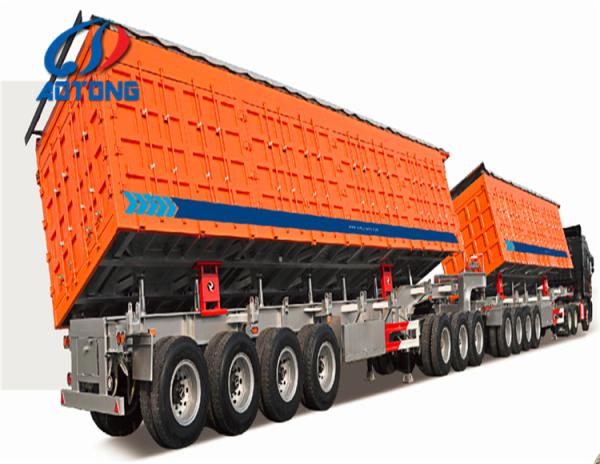 2 3 4 Axle Tractor Semi-Trailer with Side Tipping Dump Truck and Hydraulic Cylinder