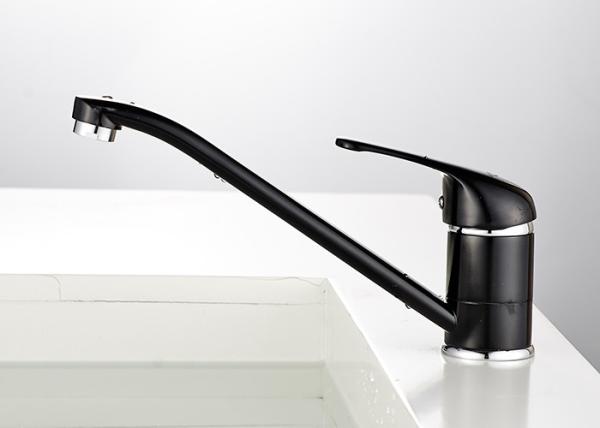 Black Painting Long Neck Kitchen Faucet , ROVATE Kitchen Sink Mixer Taps