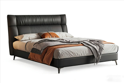 High-End Cowhide Leather Bed