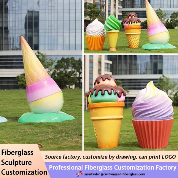 Europe Regional Resin Ice Cream Donut Props Fiberglass Candy Lollipop Sculpture For Art Collectible