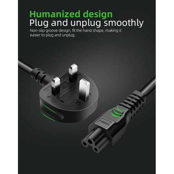 Custom 3 Pin UK Power Cord Cable Laptop Electric Plug 3x0.75mm2