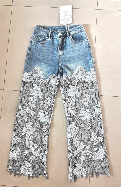 Lace Women Trending Jeans Denim Pants Custom Straight Trend Jeans ZY22S9222