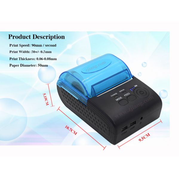 Portable USB Bluetooth Terminal Printer 2 Inch Bluetooth Thermal Printer 58mm