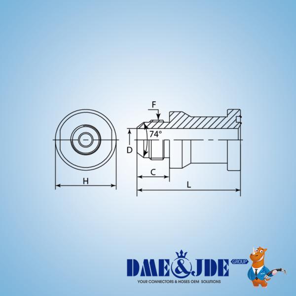JIC Male 74° Cone to SAE Code 62 Slip Flange Straight Adapter DAJCM1364