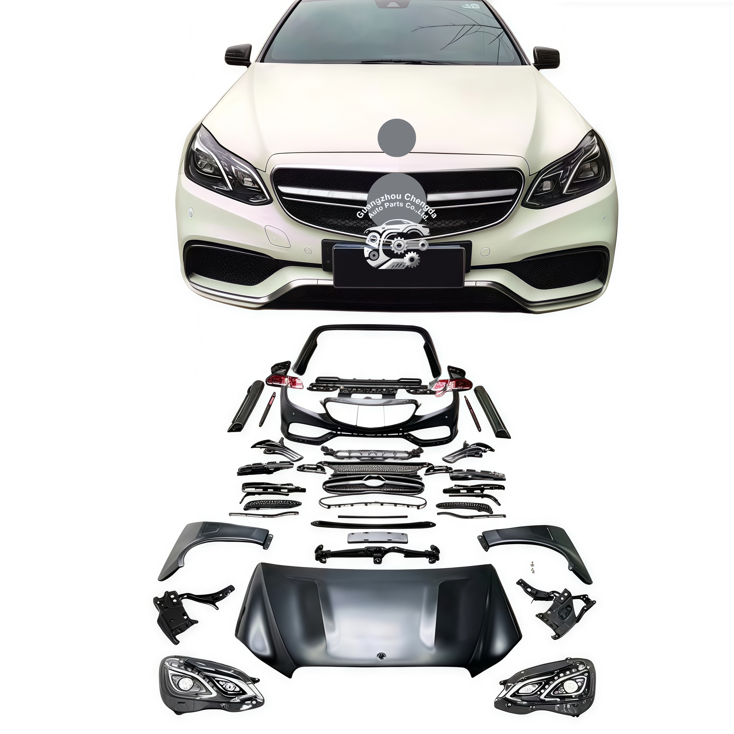 Premium OEM-Spec ABS/PP Blend Gloss Finish Direct Bolt-On Body Conversion for Mercedes E-Class W212 to E63 AMG Full Body Kit