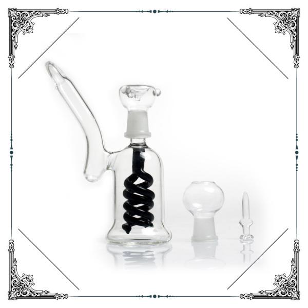Double Black Helix Perc Bong Mini Glass Smoking Water Pipe Bubbler Oil Rigs With Nail