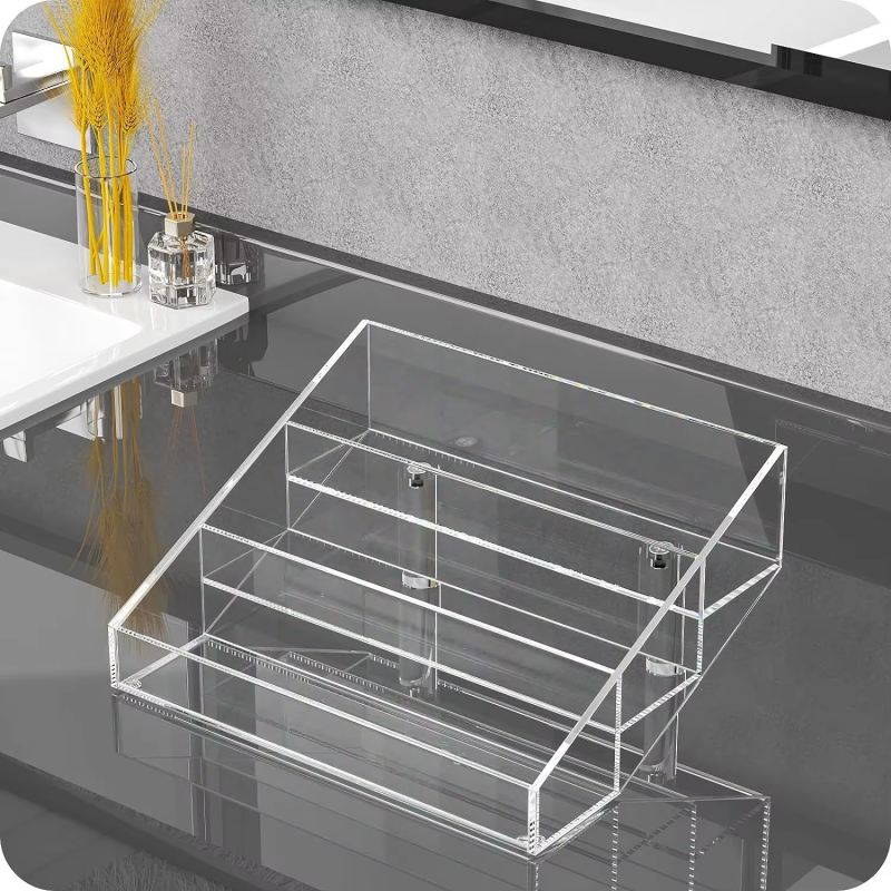 Wholesale Modern 3-Layer Transparent Skin Care Display Shelf 10-Inch Acrylic Perfume Storage Rack for Living Room Bedroom
