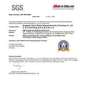 Vision Magnetoelectricity Technology Co., Ltd. Certificaciones