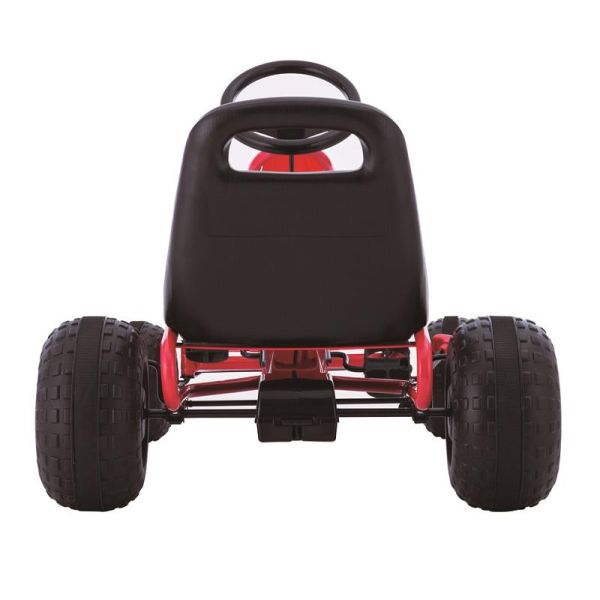 Pedal rojo de un solo asiento Go-Karting para niños de 7 años Rueda de plástico y coche de paseo
