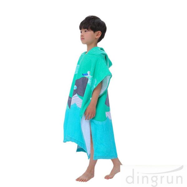 Cute Dolphin Hooded Poncho Beach Towel Reactive Printed For Girls & Boys