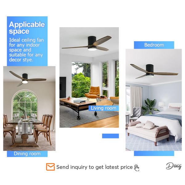 Modern Design Home Office 52 polegadas de lâmina de madeira Dimmable LED ventilador de teto com controle remoto