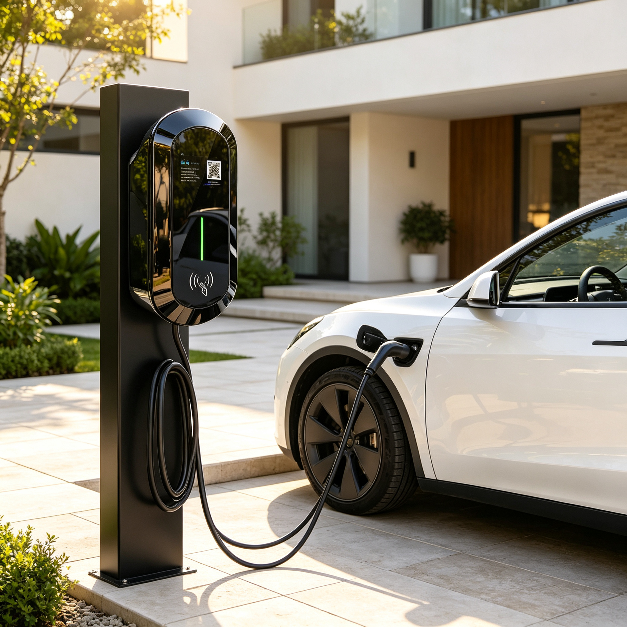 Wall mounted Pillar type R8 AC Charging Station Anti Salt Spray type2 EV Charger 11kw 16A 380V IP54 5.64 inch LCD Display for Home Business Charging Scenarios