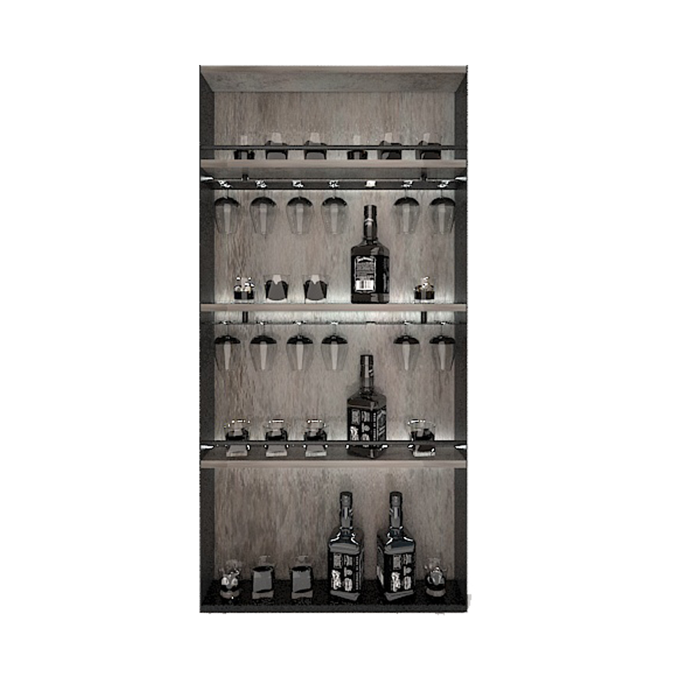 OEM Luxury Aluminum Wood Shelf Racks Organizer with Island for Hardware Furniture Living Room Cabinets