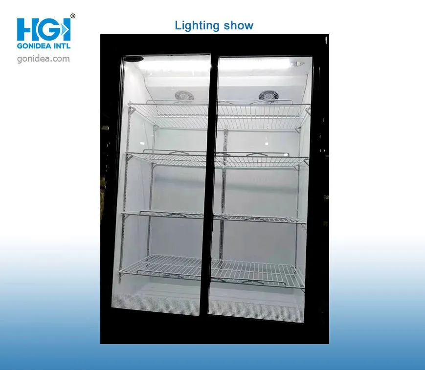 600L Double Glass Door Upright Refrigerated Showcase Beverage Cold Storage Showcase