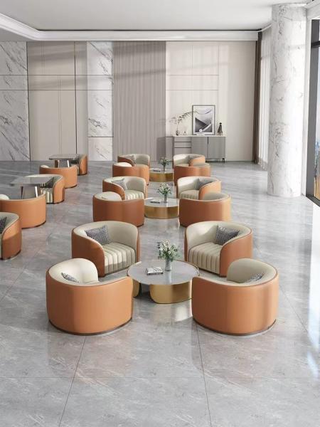 Modern Hotel Lobby Furniture Sectional Sofa and table set For Reception And Negotiation Area