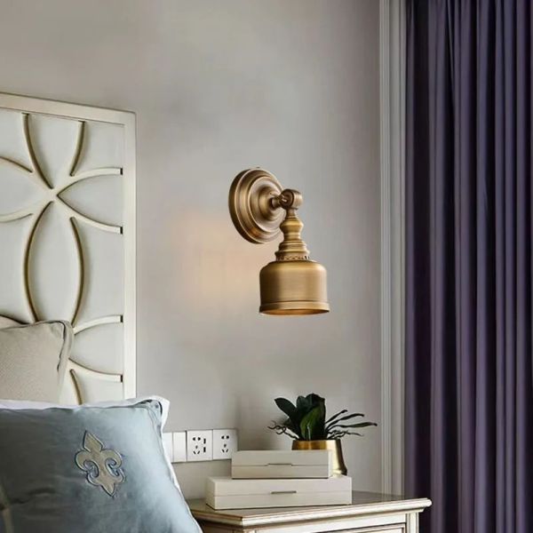 Clear Glass Indoor Parlor Bedside Stairs Hotel Lighting Old Copper Wall Lamp (WH-VR-129)